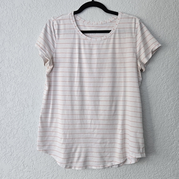 lululemon athletica Tops - Lululemon 6 Love Crew III Short Sleeve Tee Shirt Serve Stripe White Brick